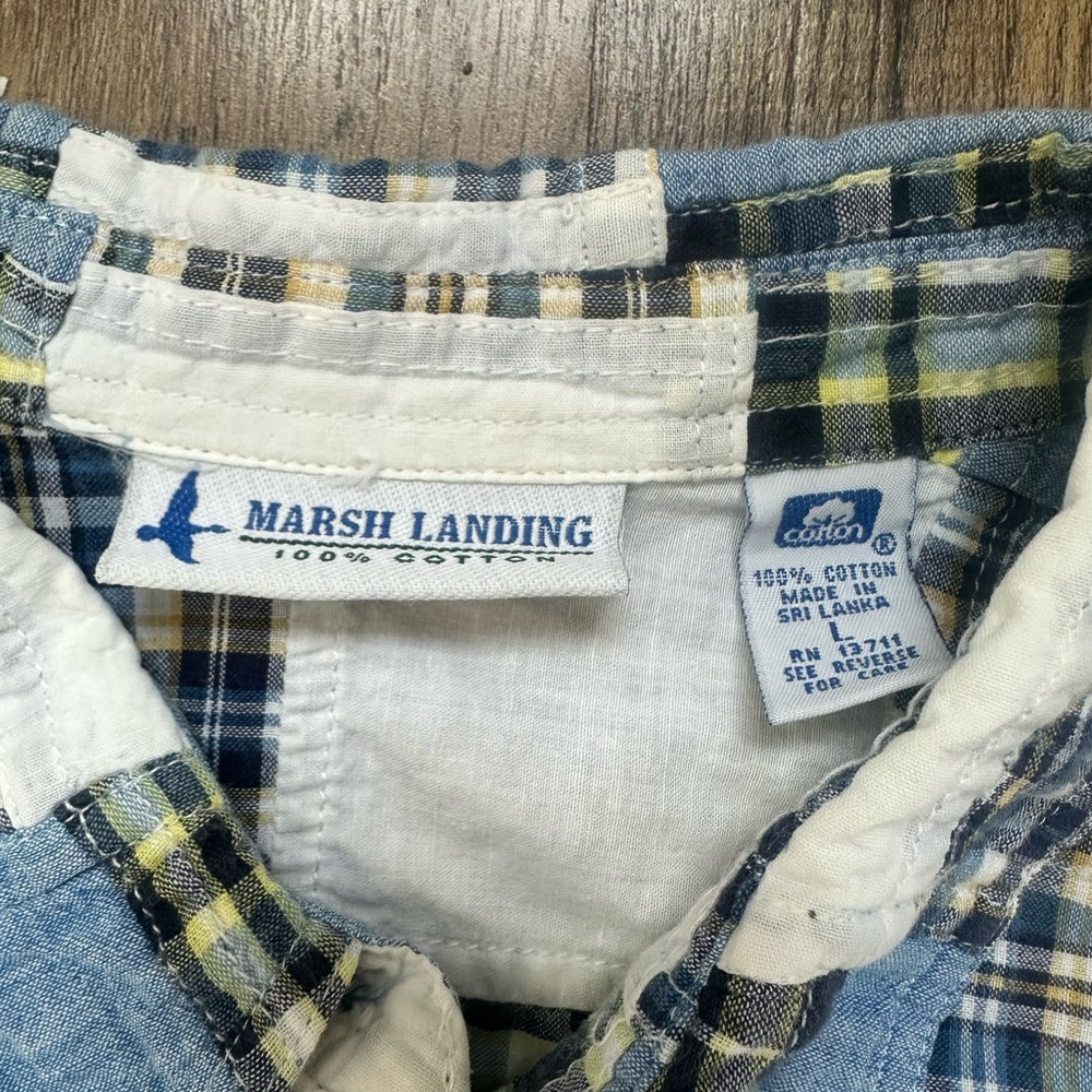 Marsh Landing Multicolor Patchwork Button-Down Sh… - image 2